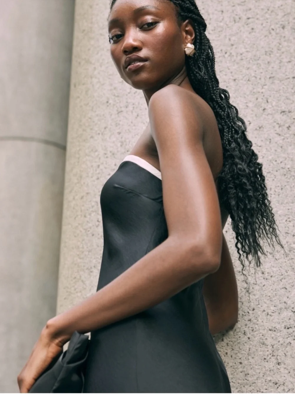 Abercrombie & Fitch Strapless Black Maxi with White Trim